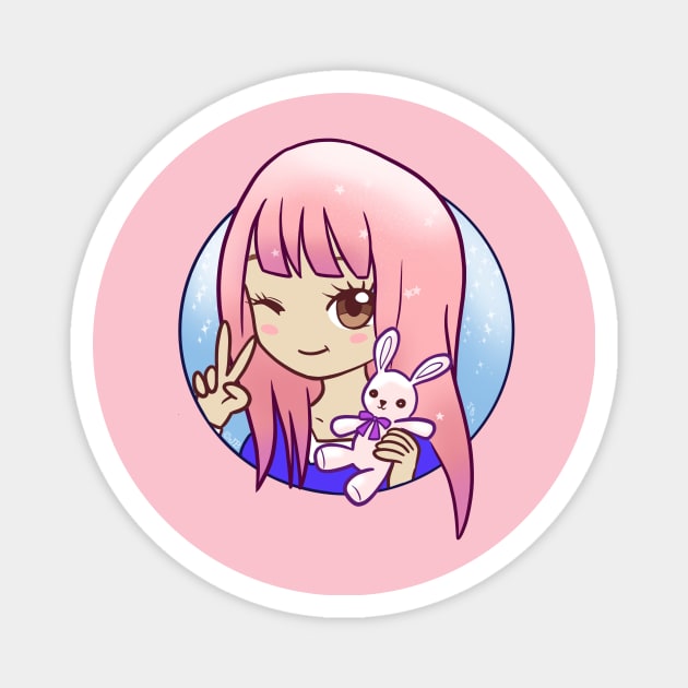 Pink Haired girl - Megan/Leah/LD Lizzie Cutie girl Magnet by Pickledjo